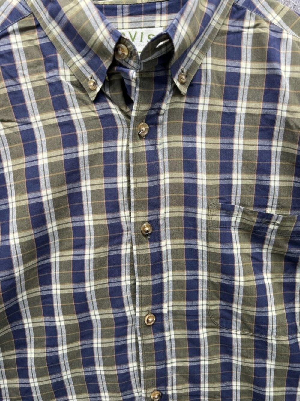Orvis Shirt Men Large Blue Green Plaid Casual Button Down Cotton Preppy Outdoors - Picture 7 of 10
